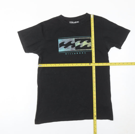 Billabong Boys Black Graphic T-Shirt Size 14 Years Short Sleeve Cotton