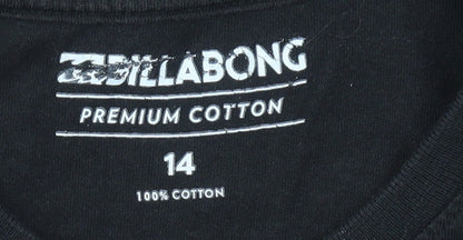 Billabong Boys Black Graphic T-Shirt Size 14 Years Short Sleeve Cotton