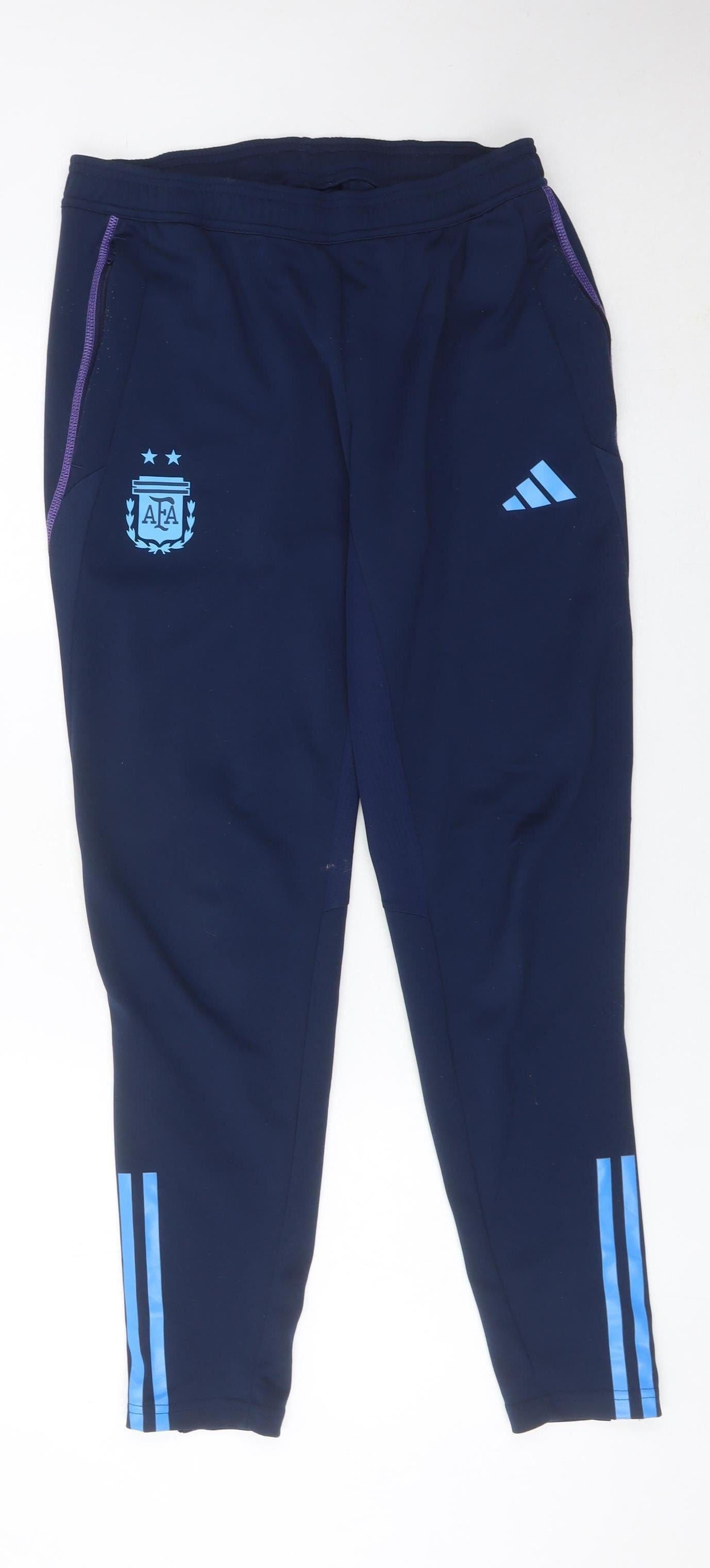 Adidas Mens Blue Slim Fit Jogger Trousers Size M Football Sportswear