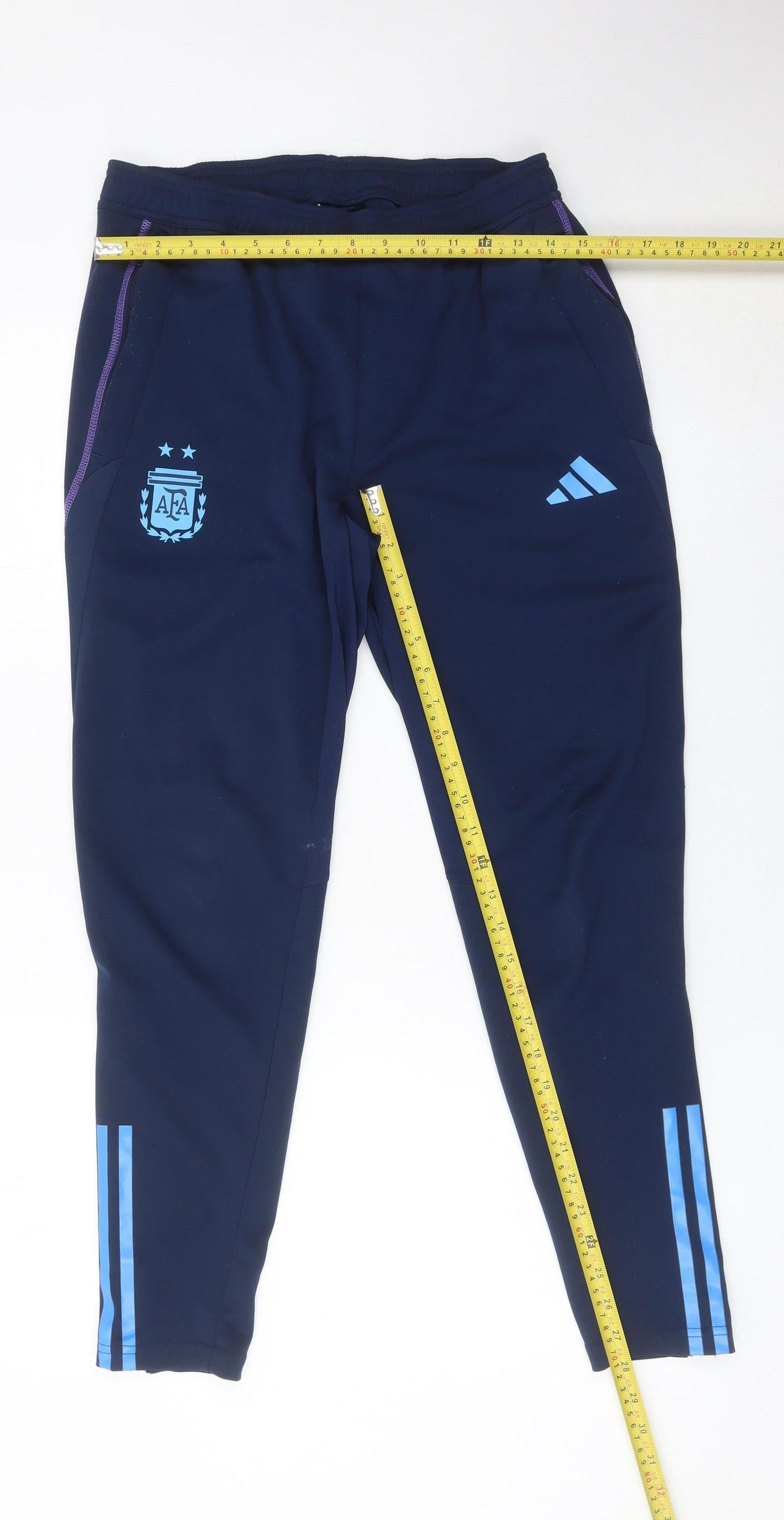 Adidas Mens Blue Slim Fit Jogger Trousers Size M Football Sportswear