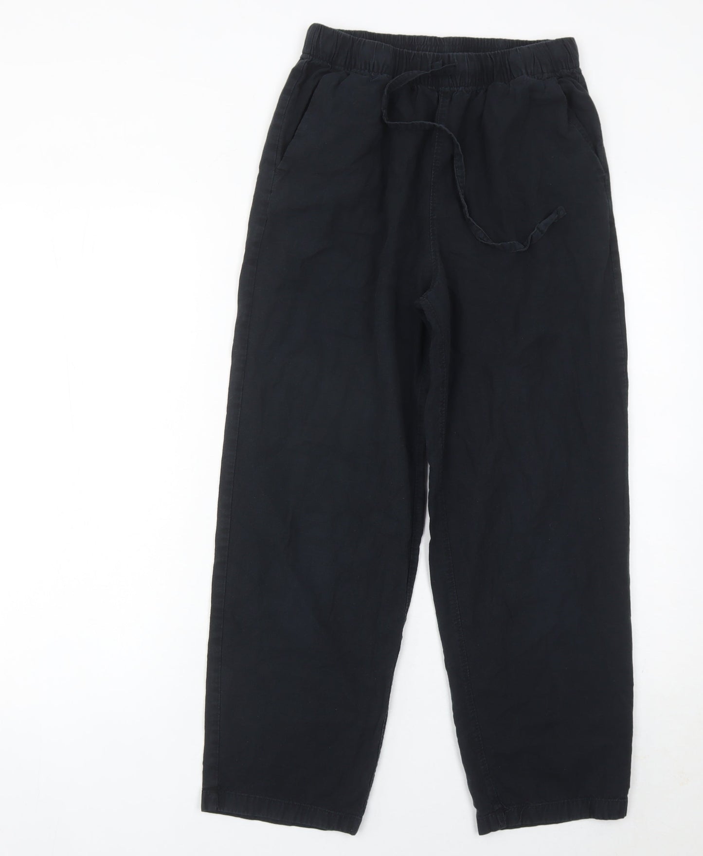 Uniqlo Girls Black M Jogger Trousers 100% Cotton Casual Elasticated
