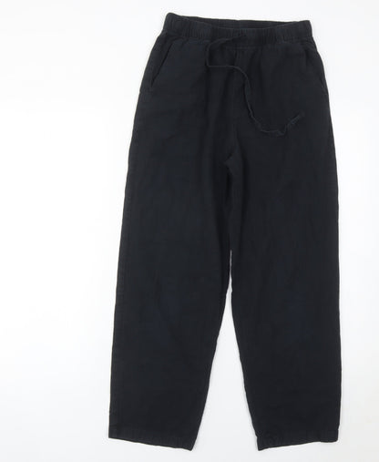 Uniqlo Girls Black M Jogger Trousers 100% Cotton Casual Elasticated