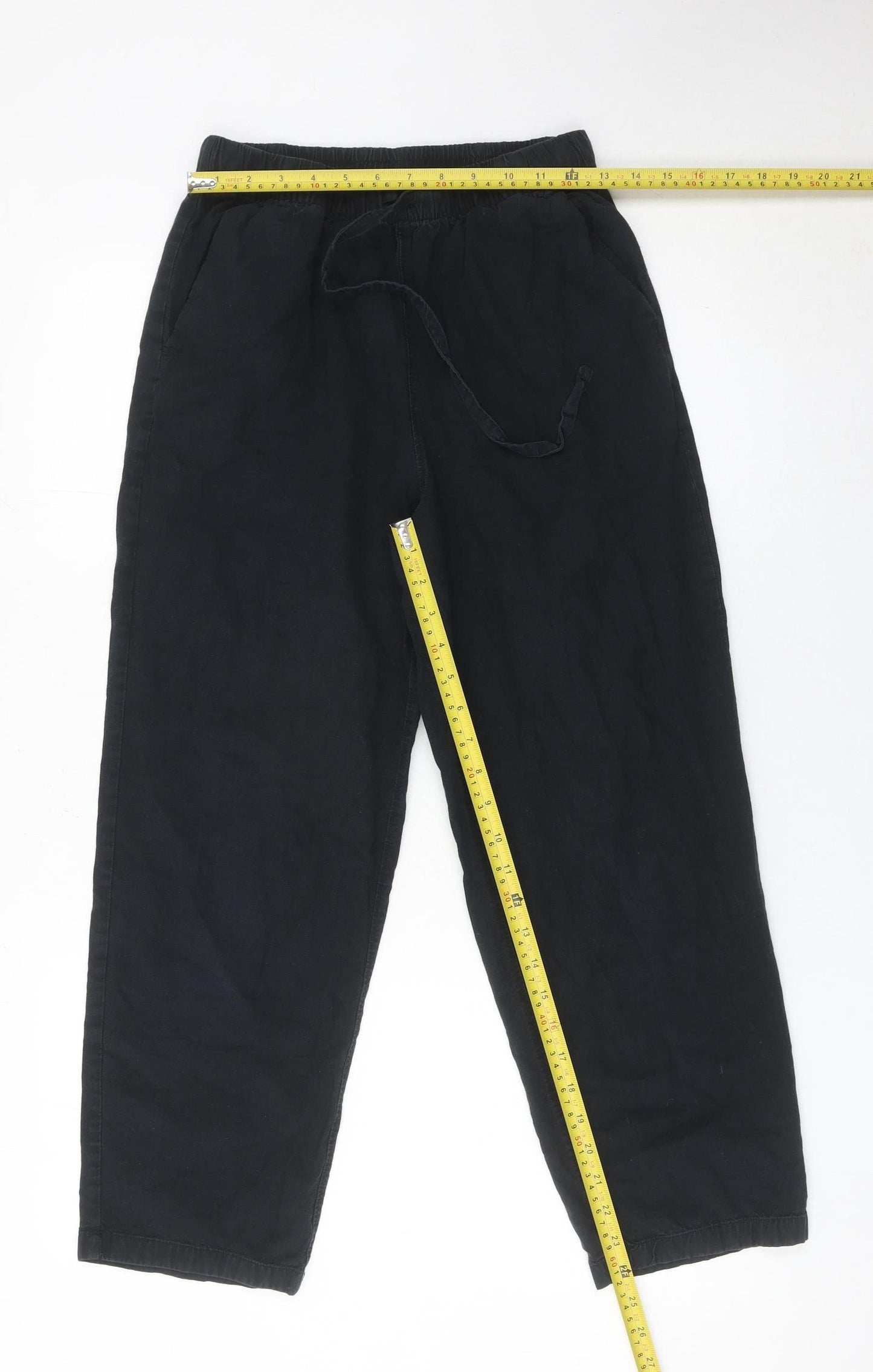 Uniqlo Girls Black M Jogger Trousers 100% Cotton Casual Elasticated