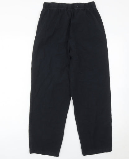 Uniqlo Girls Black M Jogger Trousers 100% Cotton Casual Elasticated