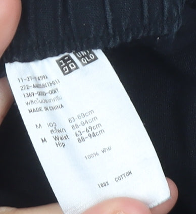 Uniqlo Girls Black M Jogger Trousers 100% Cotton Casual Elasticated