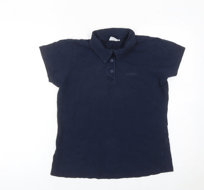 LA Gear Womens Blue Polo Shirt UK 12 Short Sleeve Cotton Blend