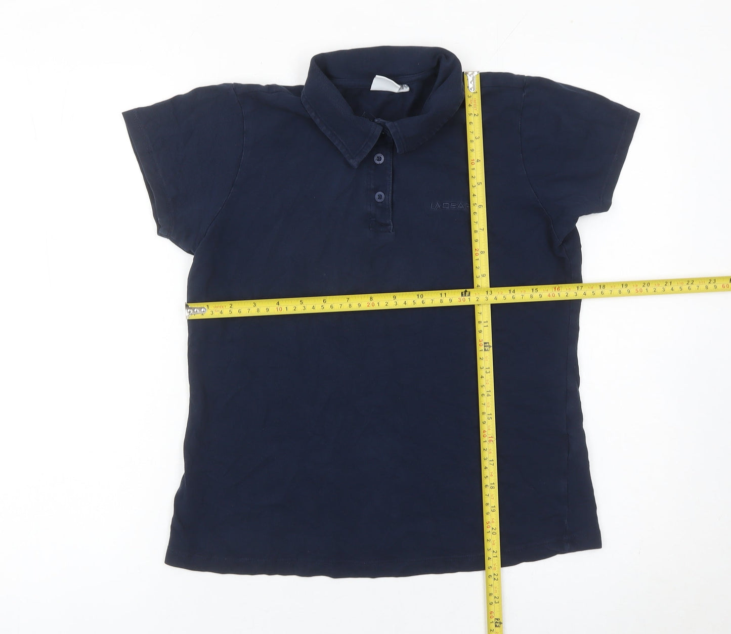 LA Gear Womens Blue Polo Shirt UK 12 Short Sleeve Cotton Blend