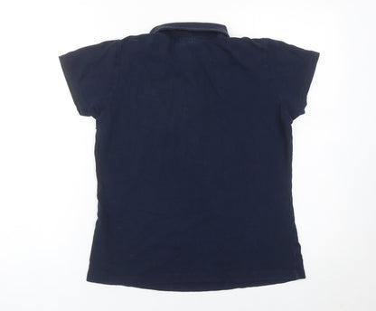 LA Gear Womens Blue Polo Shirt UK 12 Short Sleeve Cotton Blend