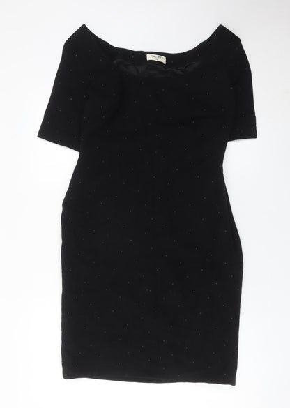 Kaliko Womens Black Sheath Dress Size 12 Wool Blend Knee Length