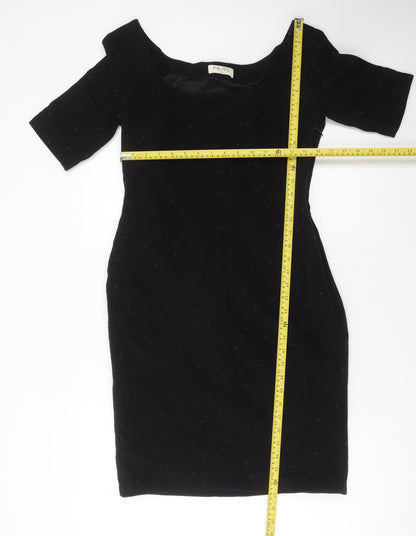 Kaliko Womens Black Sheath Dress Size 12 Wool Blend Knee Length