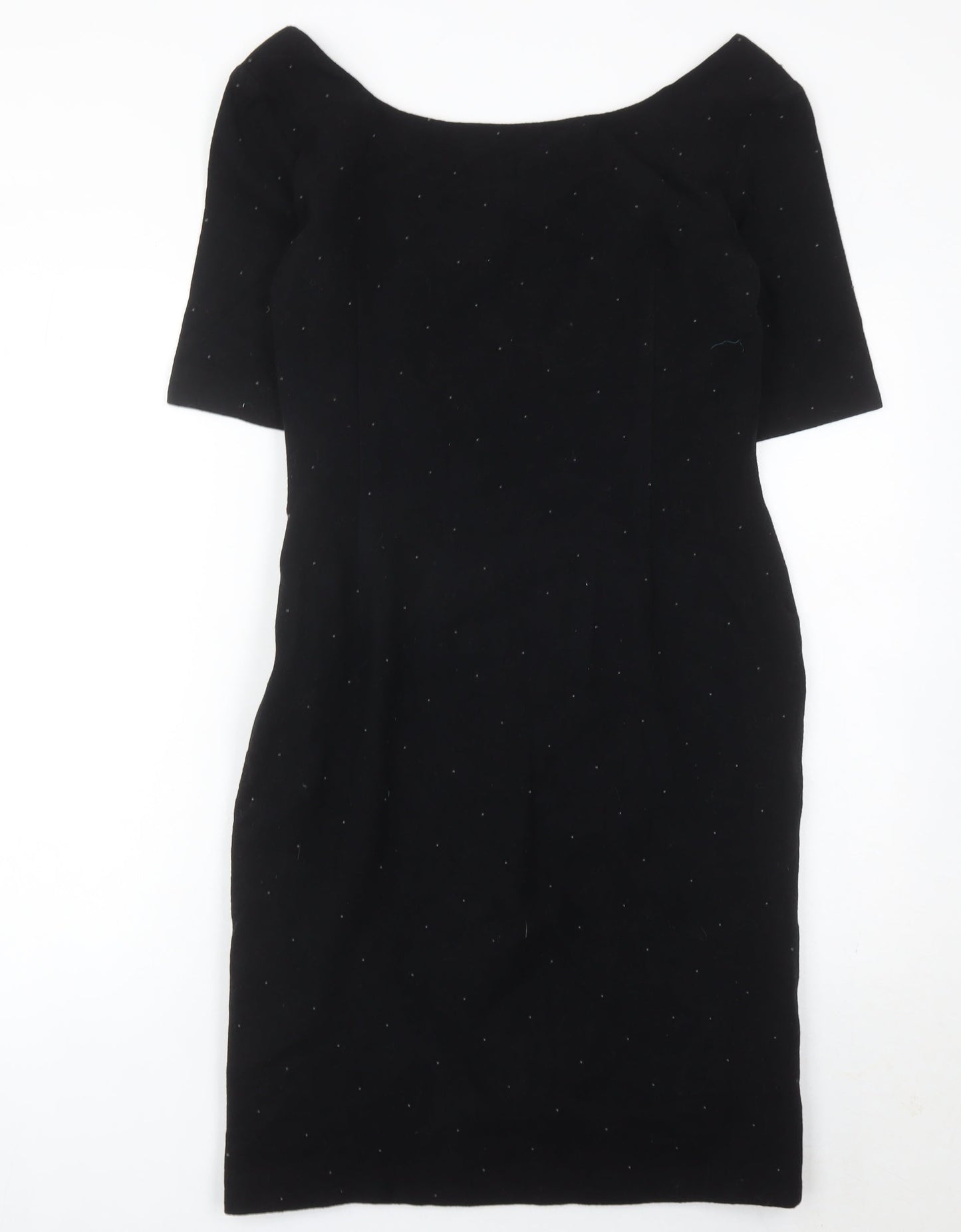 Kaliko Womens Black Sheath Dress Size 12 Wool Blend Knee Length