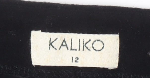 Kaliko Womens Black Sheath Dress Size 12 Wool Blend Knee Length