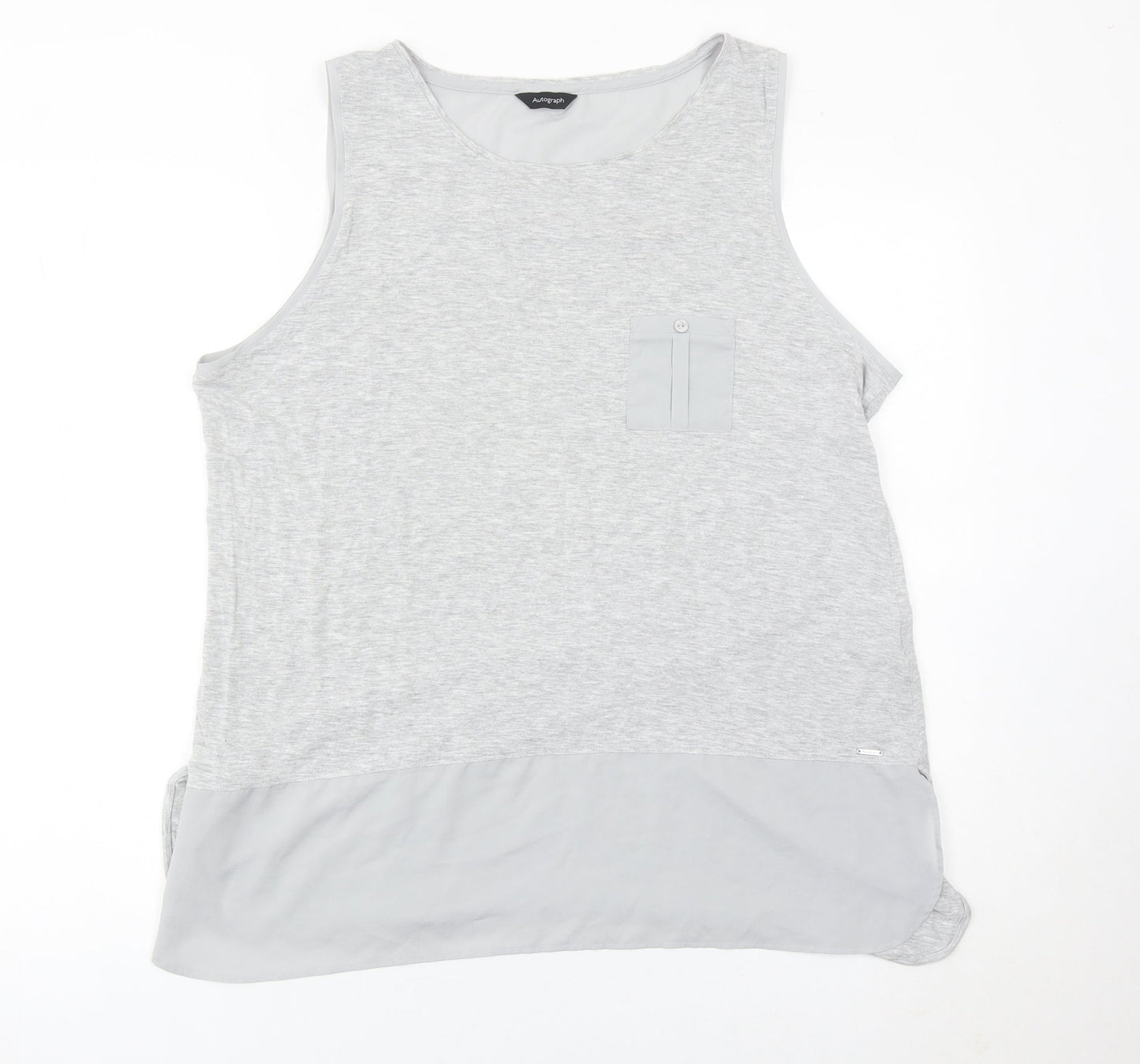 Marks and Spencer Women Grey Tank Top Size 18 Basic Scoop Neck