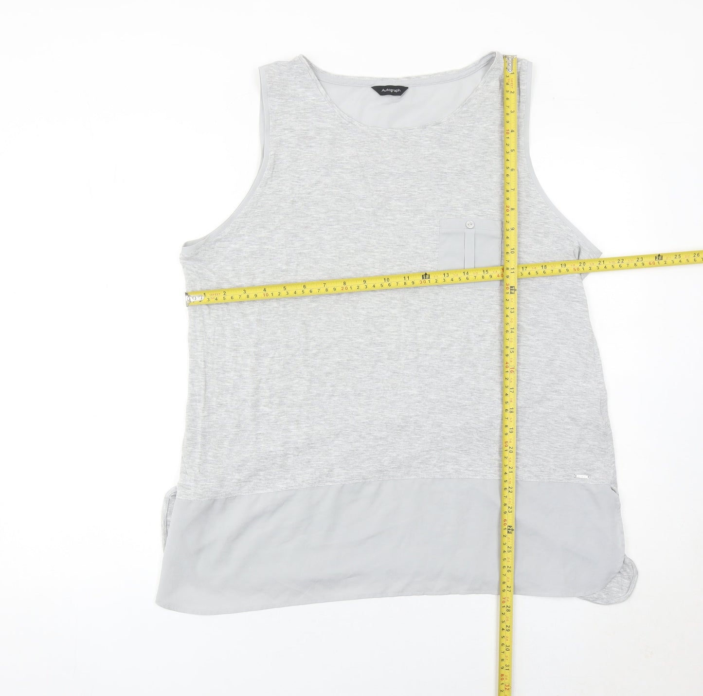 Marks and Spencer Women Grey Tank Top Size 18 Basic Scoop Neck