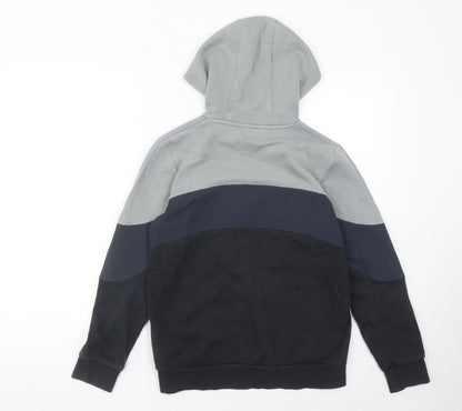 Adidas Boys Grey Black Logo Pullover Hoodie 12-13Y Regular Fit Fleece