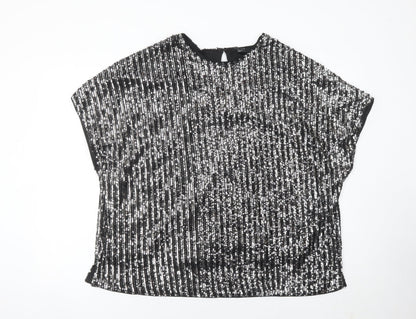 New Look Women Black Sequin Tunic Blouse UK 20 Plus Party Top