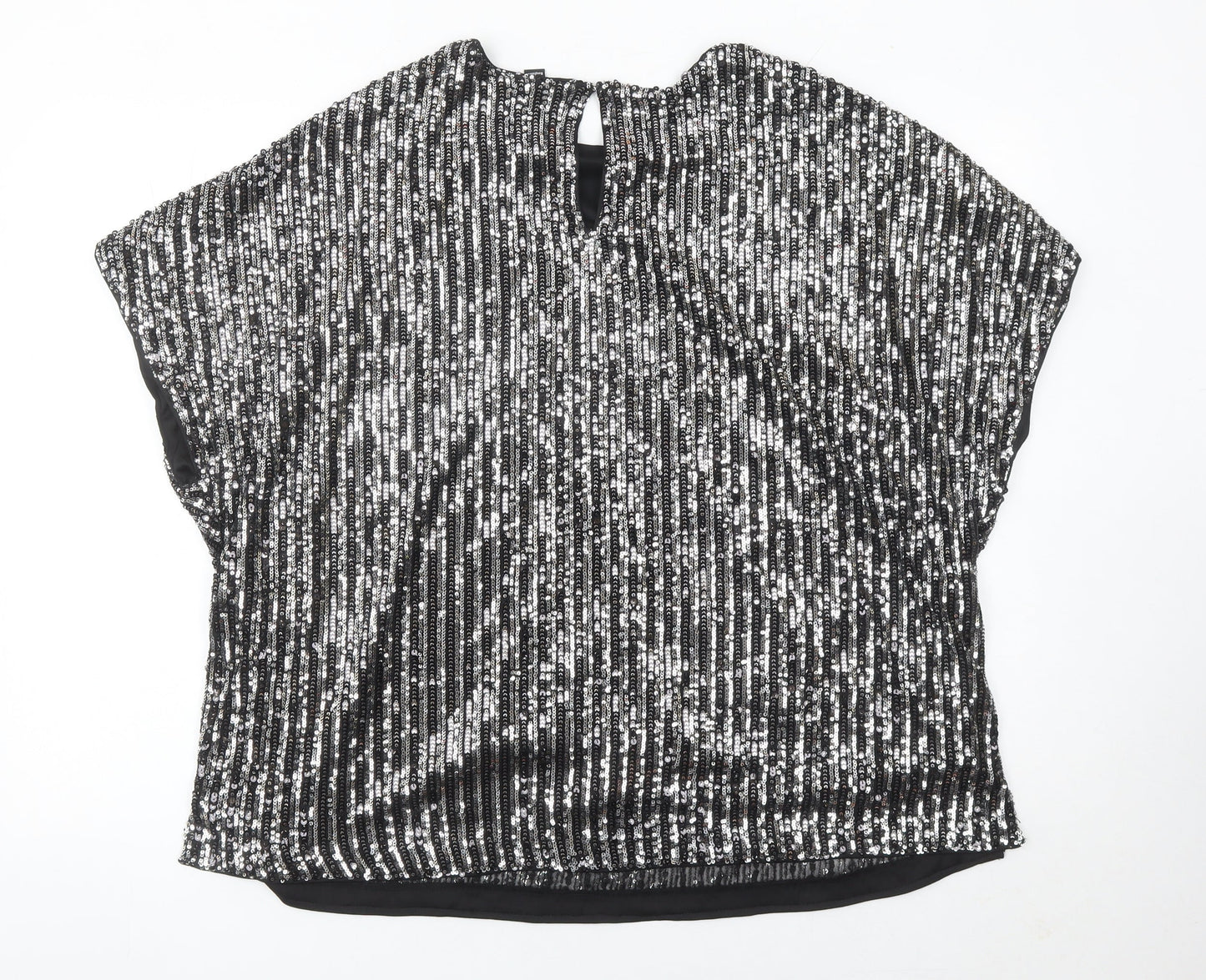 New Look Women Black Sequin Tunic Blouse UK 20 Plus Party Top