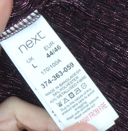Next Womens Purple Metallic High Neck Tunic Blouse L