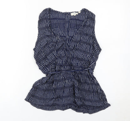 Womens UK Size 12 Fat Face Blue Wrap Blouse