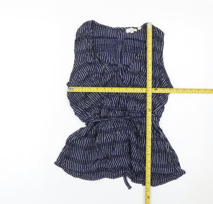 Womens UK Size 12 Fat Face Blue Wrap Blouse
