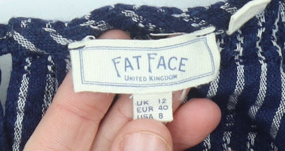 Womens UK Size 12 Fat Face Blue Wrap Blouse