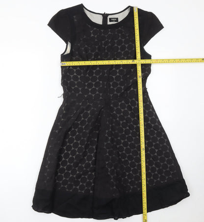 Oasis Women’s Black Size 10 Fit & Flare Geometric Knee Dress