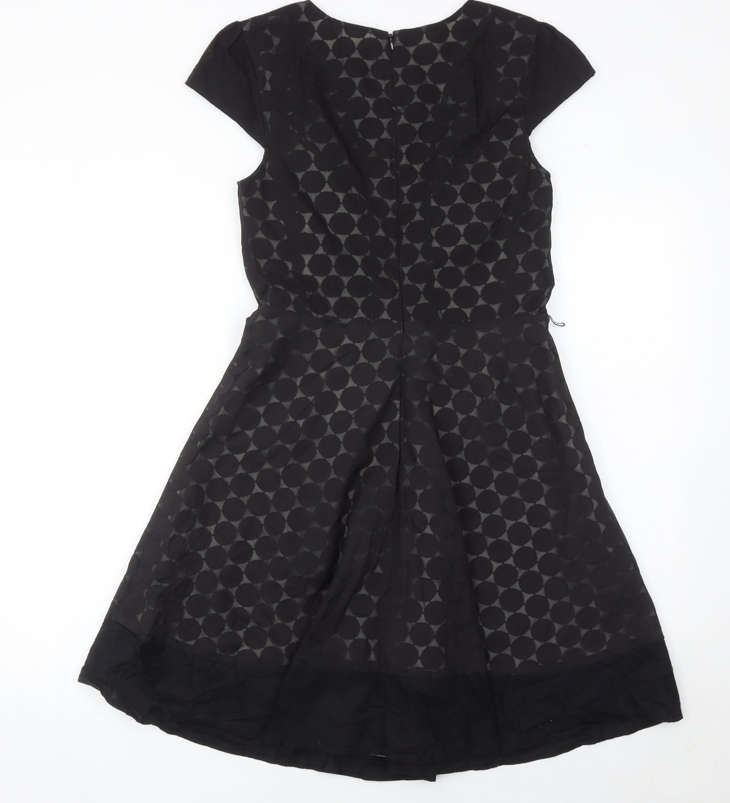 Oasis Women’s Black Size 10 Fit & Flare Geometric Knee Dress