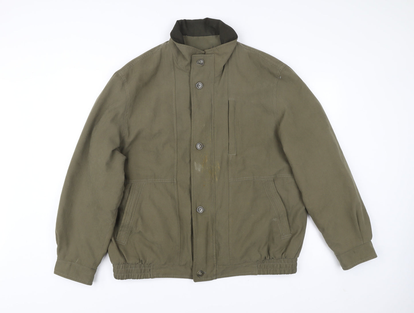 Men’s Green Polyester Jacket L 41-43in Basic Casual Elastic Waist