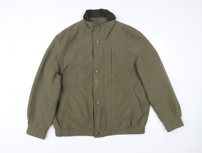 Men’s Green Polyester Jacket L 41-43in Basic Casual Elastic Waist