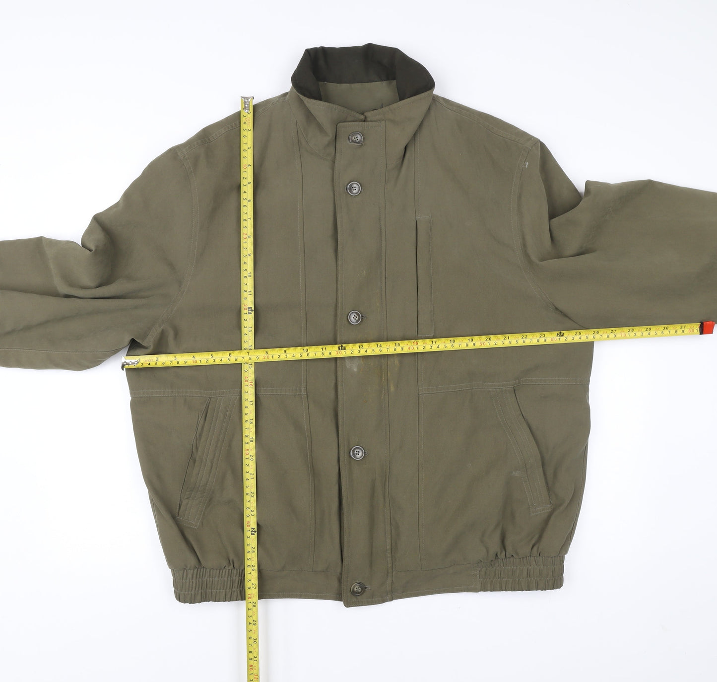 Men’s Green Polyester Jacket L 41-43in Basic Casual Elastic Waist