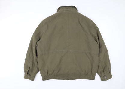 Men’s Green Polyester Jacket L 41-43in Basic Casual Elastic Waist