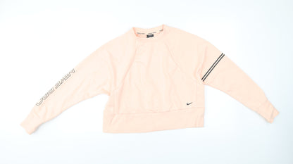 Nike Pro Women’s Pink Sweatshirt Small Pullover Logo Raglan Sleeve