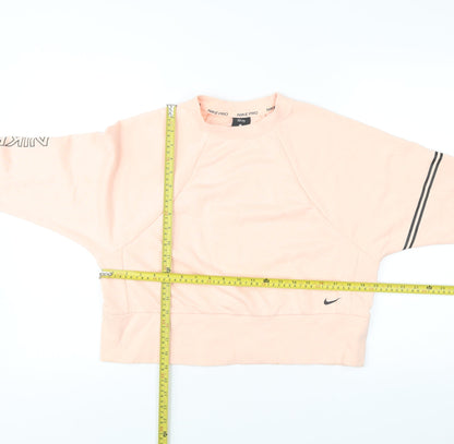 Nike Pro Women’s Pink Sweatshirt Small Pullover Logo Raglan Sleeve