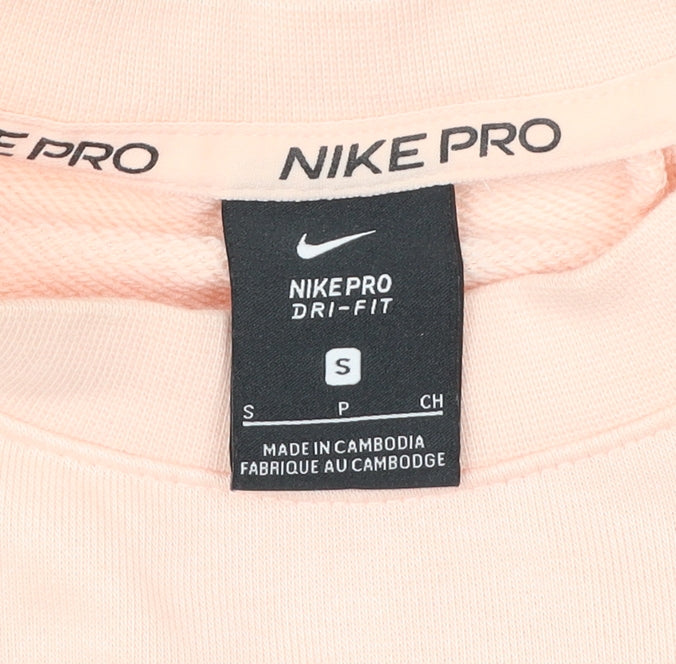 Nike Pro Women’s Pink Sweatshirt Small Pullover Logo Raglan Sleeve