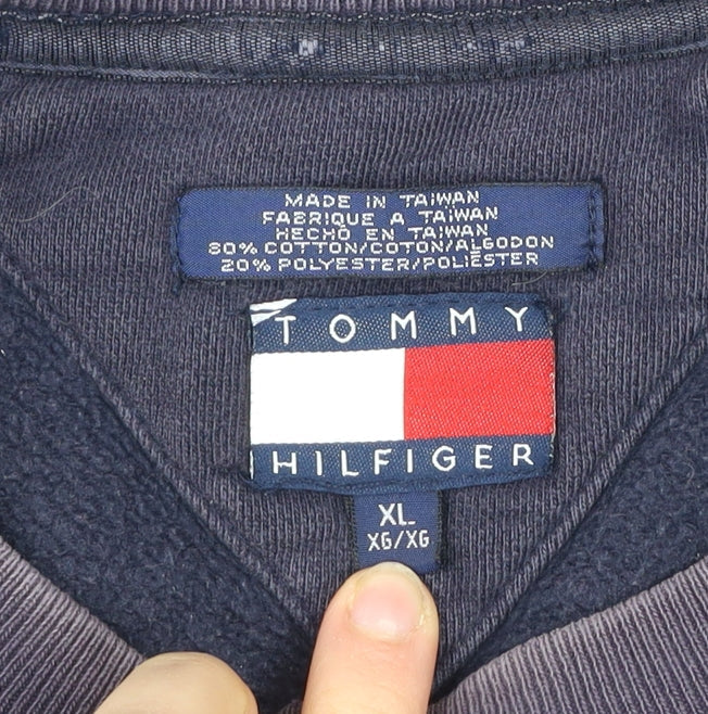 Tommy Hilfiger Men’s Blue XL Pullover Sweatshirt Logo Crew Neck