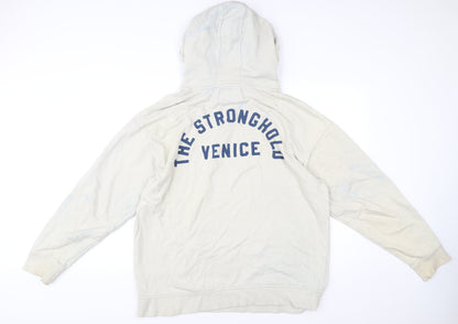The Stronghold Men’s Ivory Pullover Hoodie XL Graphic Print Cotton