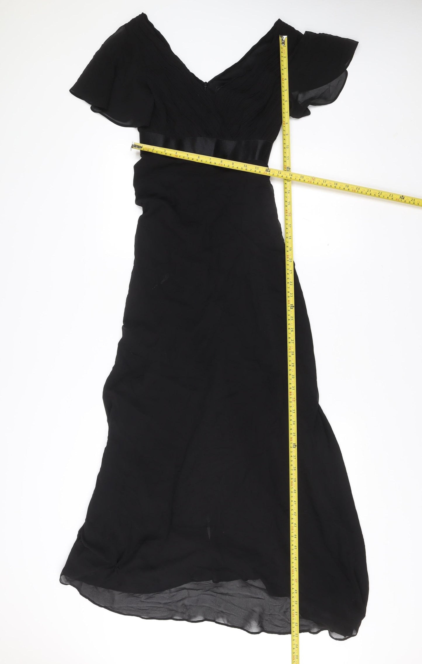 Ever Pretty Women’s Black Size 6 Maxi Evening Dress V-Neck Flutter Sleeve