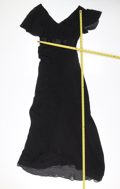 Ever Pretty Women’s Black Size 6 Maxi Evening Dress V-Neck Flutter Sleeve