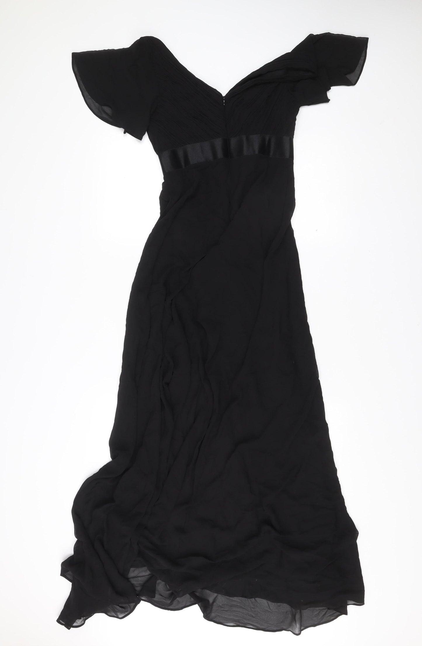 Ever Pretty Women’s Black Size 6 Maxi Evening Dress V-Neck Flutter Sleeve