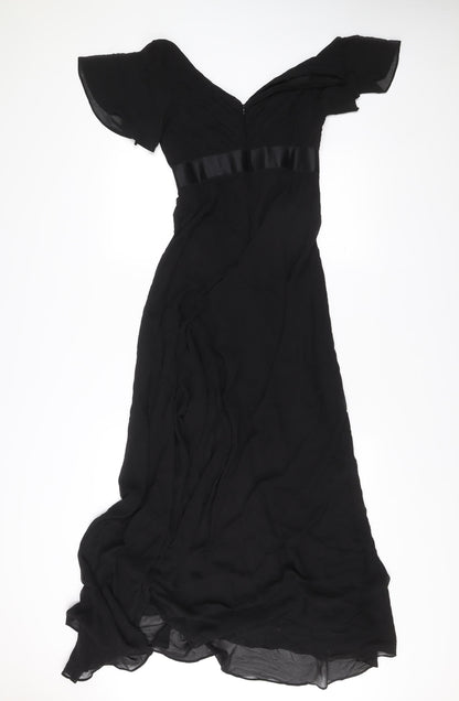Ever Pretty Women’s Black Size 6 Maxi Evening Dress V-Neck Flutter Sleeve
