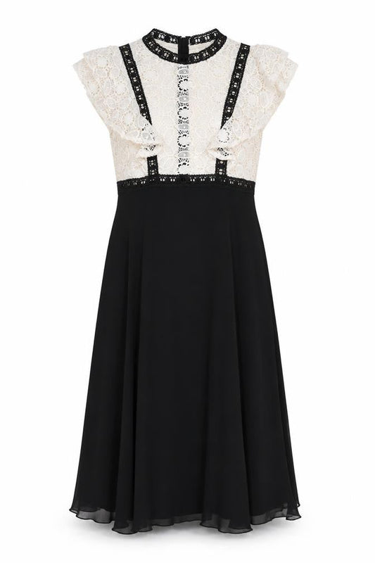 Little Mistress Women’s Black White Lace Midi A-Line Maternity Dress Size 12