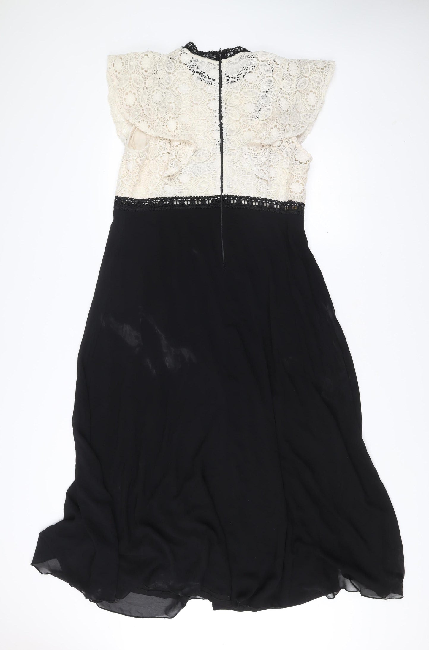 Little Mistress Women’s Black White Lace Midi A-Line Maternity Dress Size 12