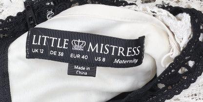 Little Mistress Women’s Black White Lace Midi A-Line Maternity Dress Size 12