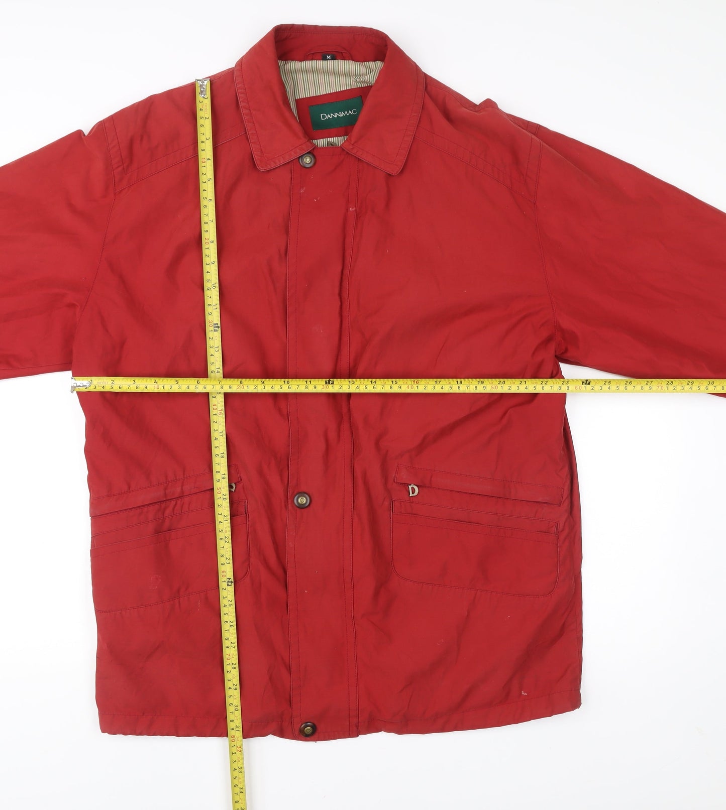 Dannimac Men’s Red Rain Coat Jacket M Regular Fit Mid-Length