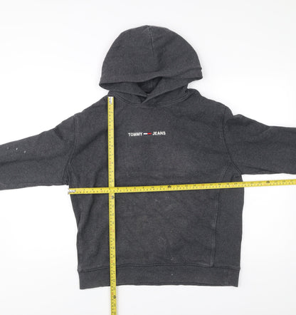 Tommy Jeans Men’s Grey Pullover Hoodie L Logo Cotton Blend