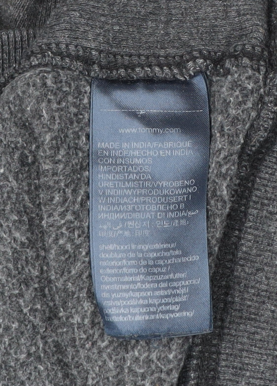 Tommy Jeans Men’s Grey Pullover Hoodie L Logo Cotton Blend