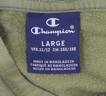 Champion Boys Green Pullover Hoodie 11-12 Yrs Regular Fit Logo Sportswear