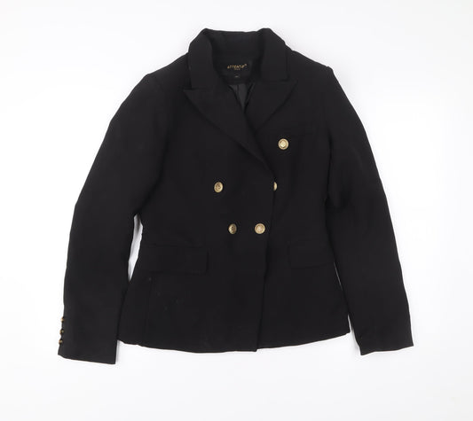 Attentif Paris Womens Black Size 12 Double-Breasted Suit Jacket