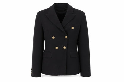 Attentif Paris Womens Black Size 12 Double-Breasted Suit Jacket