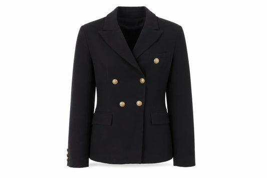 Attentif Paris Womens Black Size 12 Double-Breasted Suit Jacket